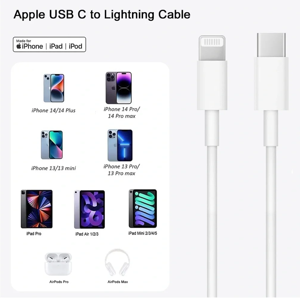 Apple White Lightning Cable Fast Charge